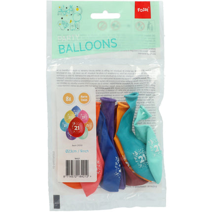 Palloncini 21 anni colorati 23cm 8pz