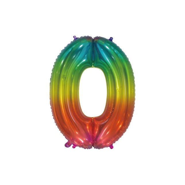 Palloncino in foil Figura 0 Arcobaleno Trasparente 66cm