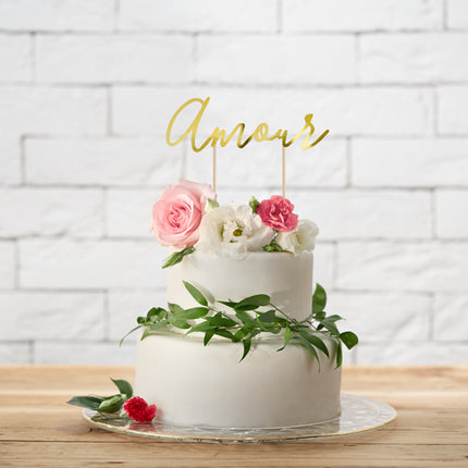 Cake topper Amour Gold 22,5 cm