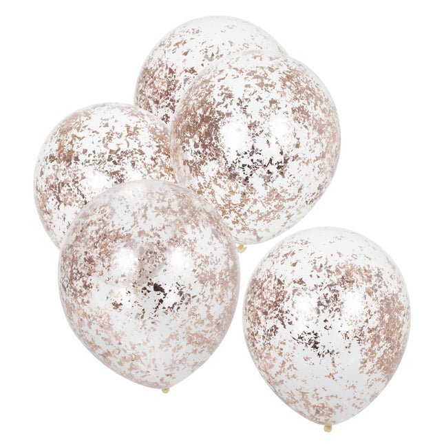 Palloncini coriandoli oro rosa glitterati 30cm 5pz