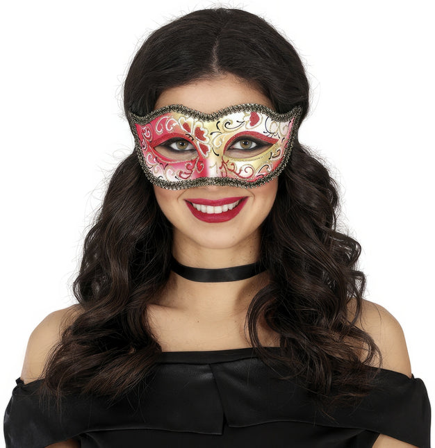 Maschera occhi veneziana oro rosa