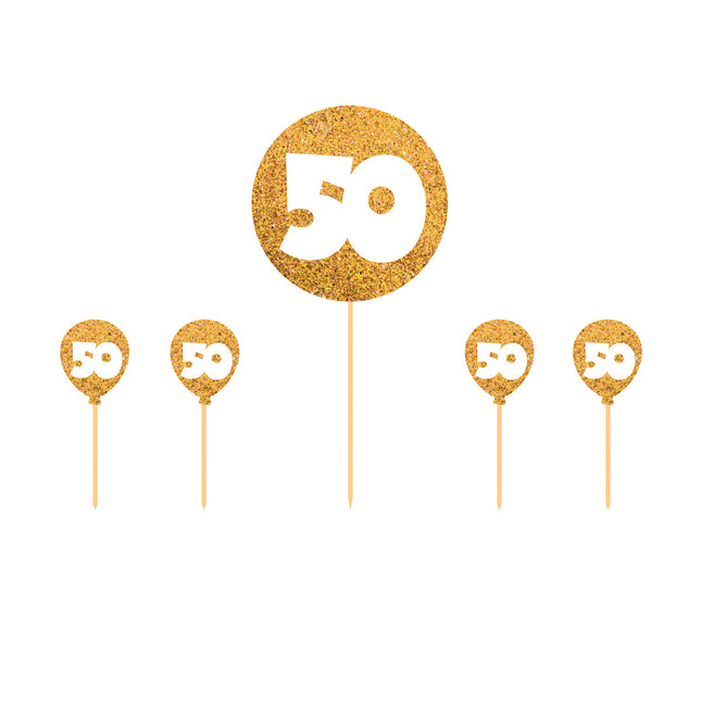 Set di cake topper 50 anni 5 pezzi