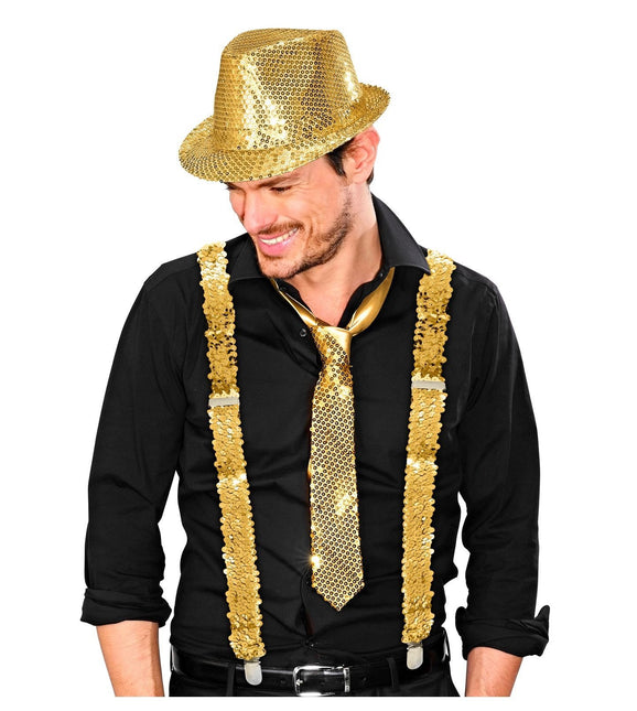 Bretelle con paillettes oro