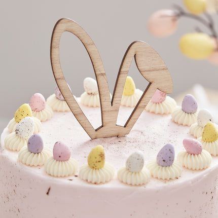 Topper per torta di Pasqua Orecchie di coniglio in legno 18 cm