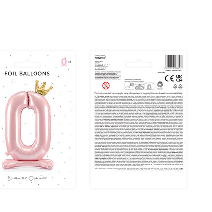 Palloncino Foil Figura 0 Rosa Chiaro Standard Vuoto 84cm