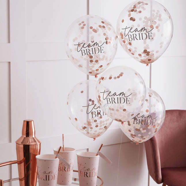 Palloncini a coriandoli Team Bride 30cm 5pz