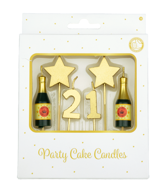 Candele 21 anni Champagne 17,5 cm