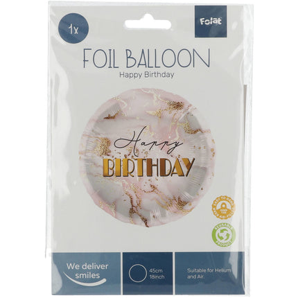 Palloncino ad elio compleanno Marble Rosa Oro Vuoto 45cm