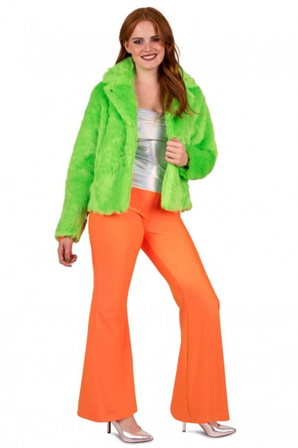 Pantaloni svasati arancione neon