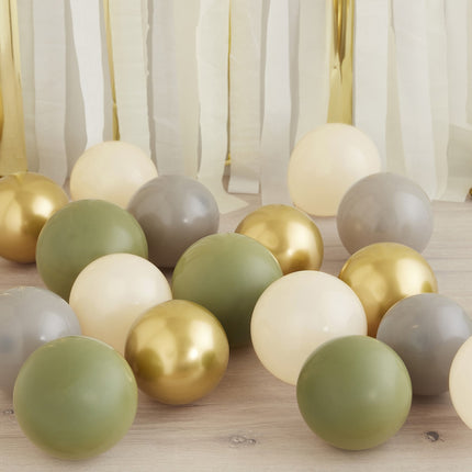 Palloncini verdi oro grigio beige 13cm 40pz