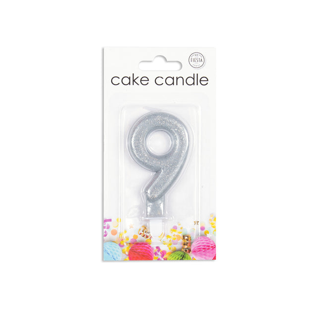 Candela 9 anni Argento Glitter 7cm