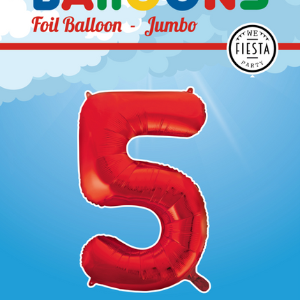 Palloncino Foil Figura 5 Rosso XL 86cm vuoto