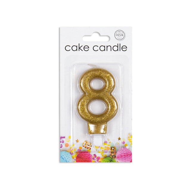 Candela 8 anni Oro Glitter 7cm