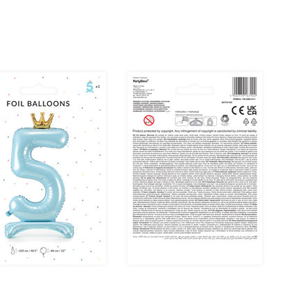 Palloncino Foil Figura 5 Azzurro Standard Vuoto 84cm