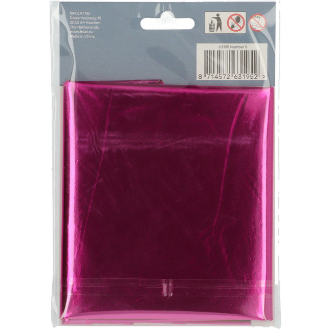 Palloncino Foil Figura 5 Fucsia Metallizzato XL 86cm vuoto