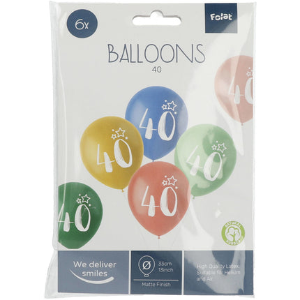 Palloncini 40 anni colorati 33cm 6pz