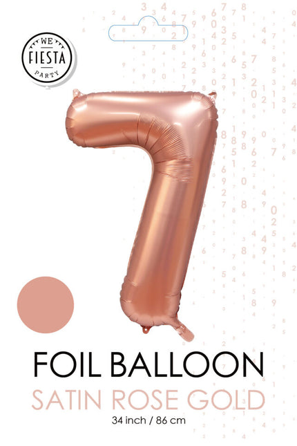 Palloncino con figura in oro rosa 7 anni lucido 86 cm