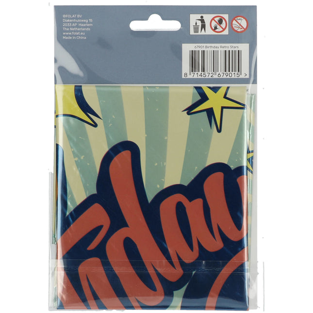 Palloncino ad elio Happy Birthday Retro Stars vuoto 45 cm