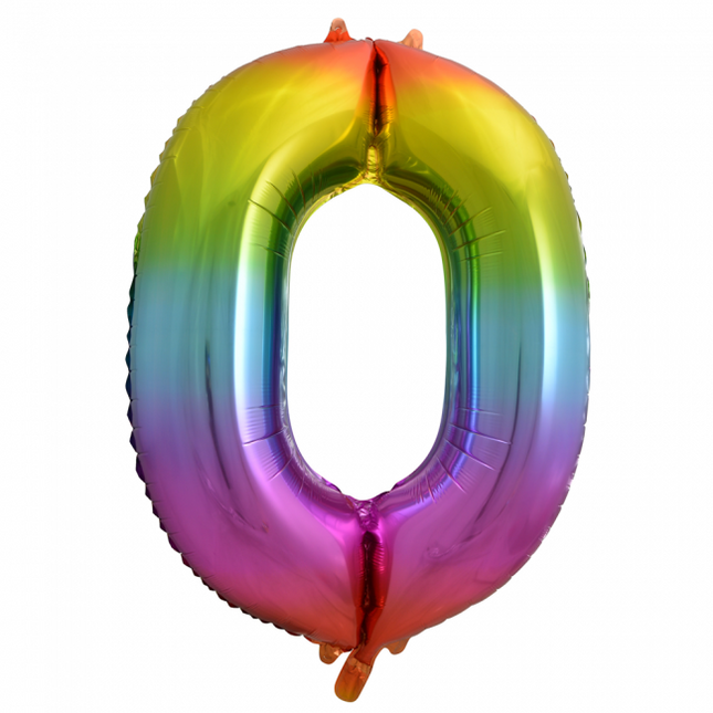 Pallone in foil Figura 0 Arcobaleno XL 86cm vuoto