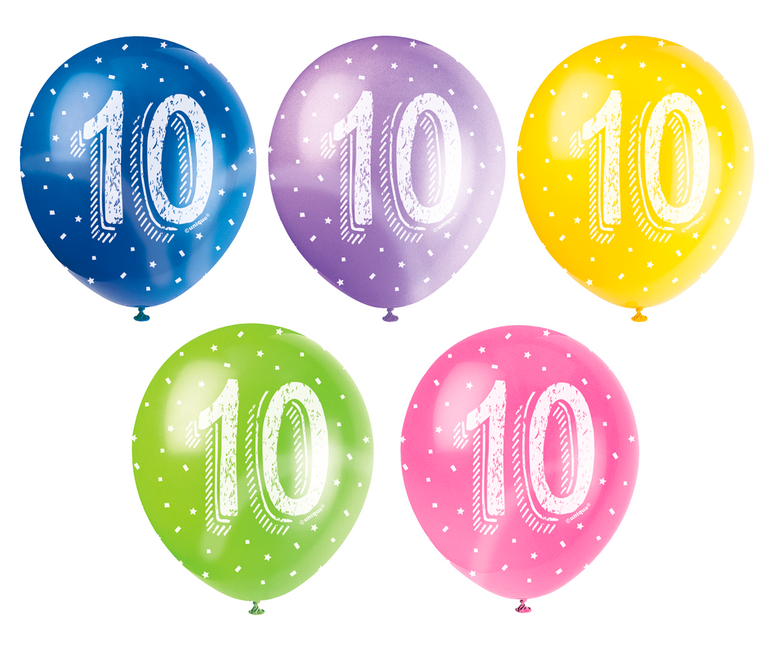 Palloncini 10 Anni Coriandoli 30cm 5pz