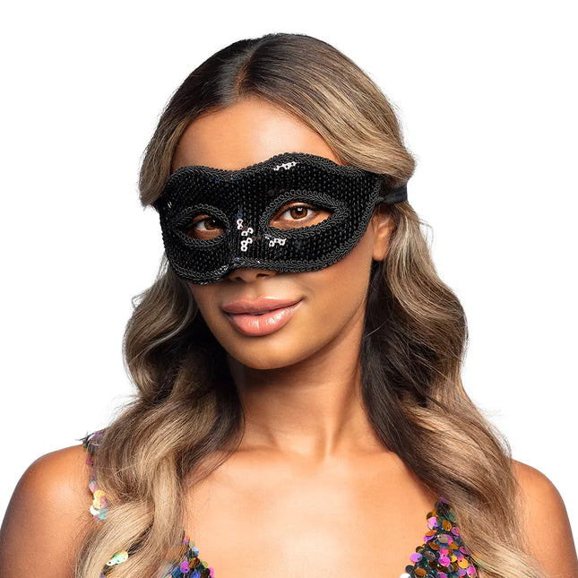 Maschera occhi nera con paillettes