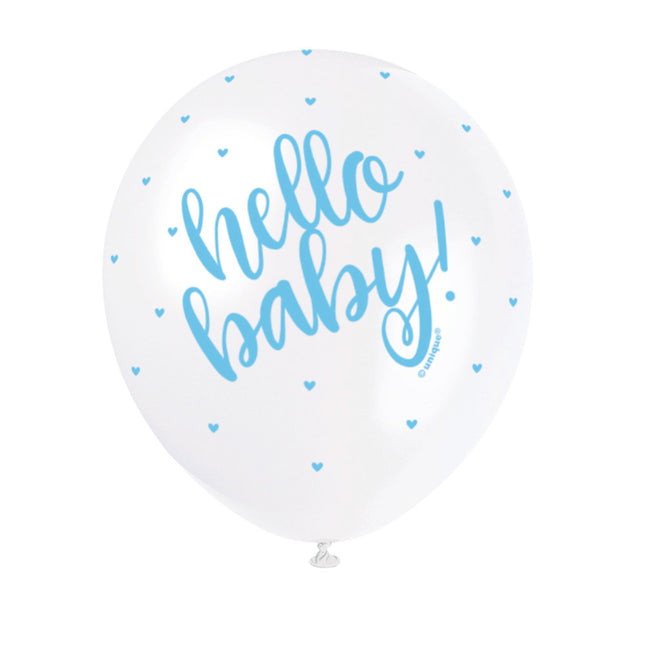 Palloncini nascita Hello Baby Blu 30cm 5pz