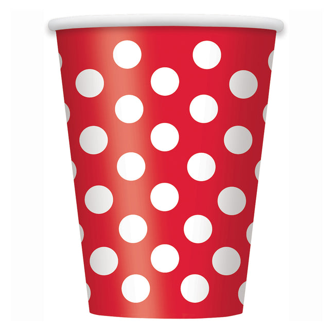 Tazze rosse a pois 355ml 6 pezzi