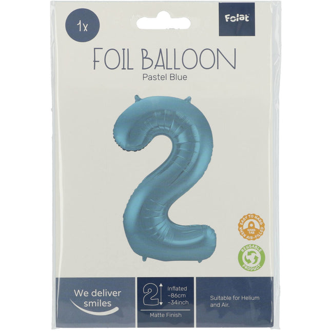 Palloncino Foil Figura 2 Blu Pastello XL 86cm vuoto