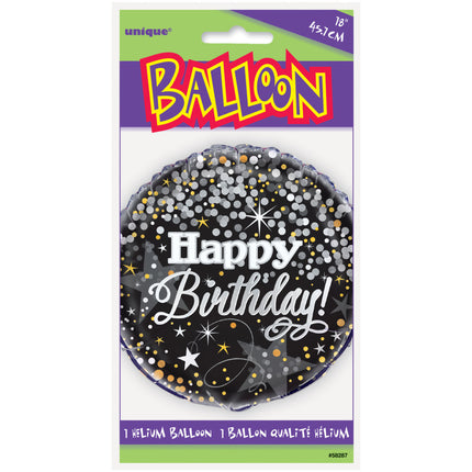 Palloncino ad elio Happy Birthday Glitter Confetti 45cm vuoto