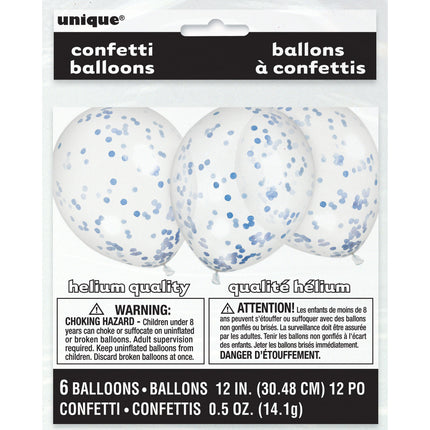 Palloncini a coriandoli blu 30cm 6pz