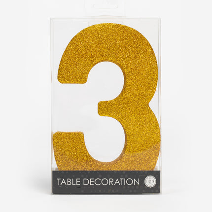 Decorazione da tavolo oro Figura 3 Glitter 20,5 cm