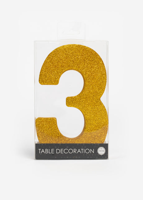 Decorazione da tavolo oro Figura 3 Glitter 20,5 cm