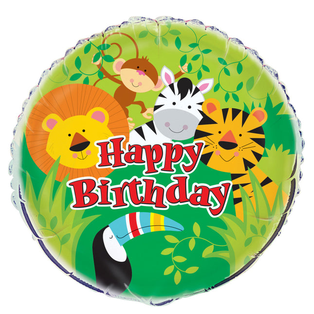 Palloncino ad elio Happy Birthday Jungle 45cm vuoto