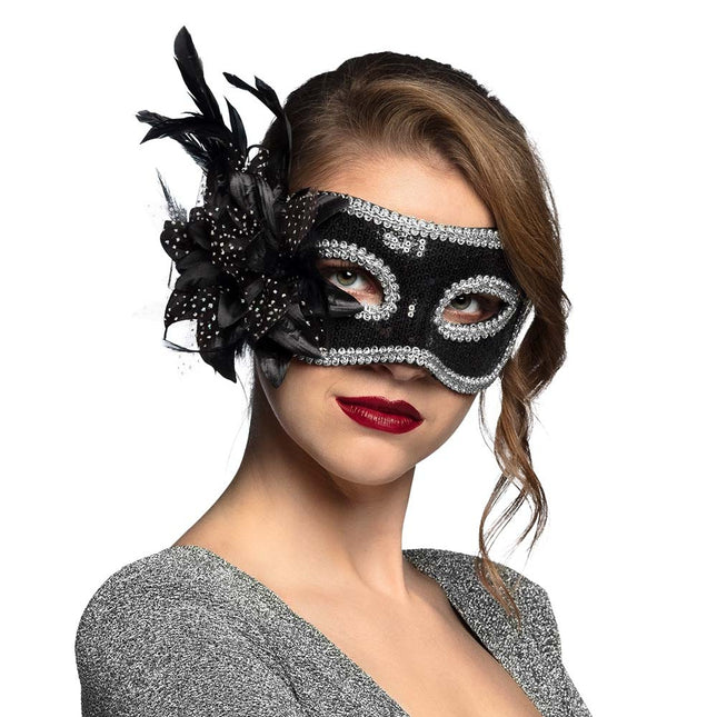 Maschera per gli occhi Venice Fiore Black