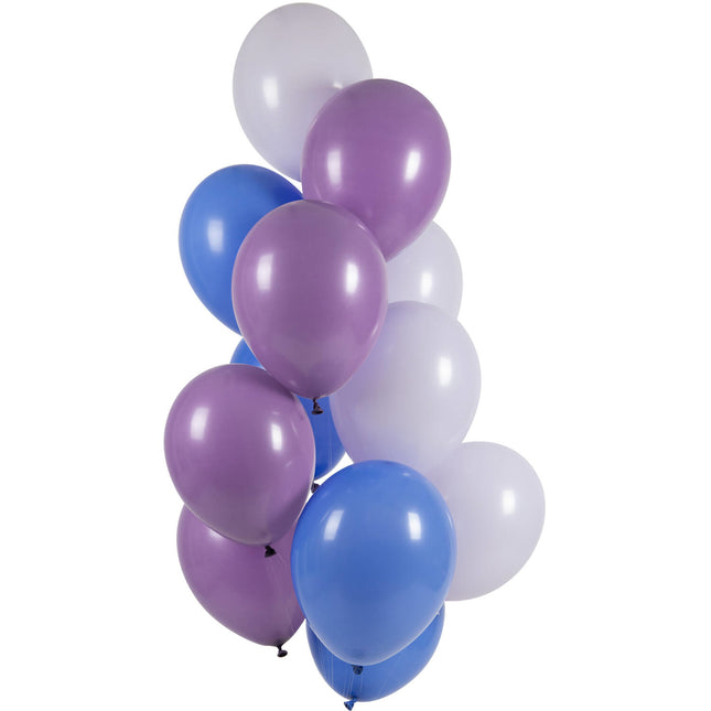 Set di palloncini viola, bianchi e blu 33 cm 12 pezzi