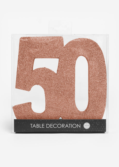 Decorazione da tavolo in oro rosa Figura 50 Glitter 20,5 cm