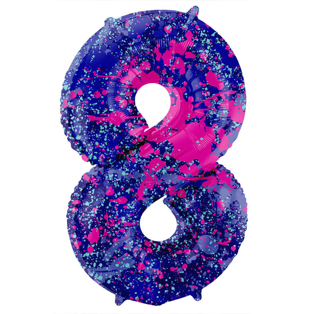 Palloncino Numero 8 Anni Splatters Vuoto 86cm