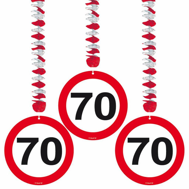 Decorazione da appendere 70 Years Traffic Sign 75cm 3pcs