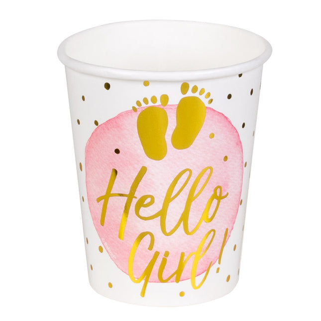 Bicchieri nascita Hello Girl in carta 210ml 10pz