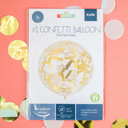 Palloncino con coriandoli oro da 61 cm