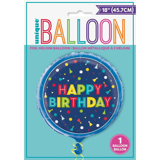 Palloncino ad elio Happy Birthday Party Hats 45cm vuoto