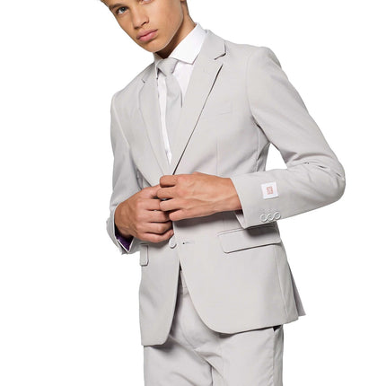 Ragazzo in abito grigio adolescente OppoSuits