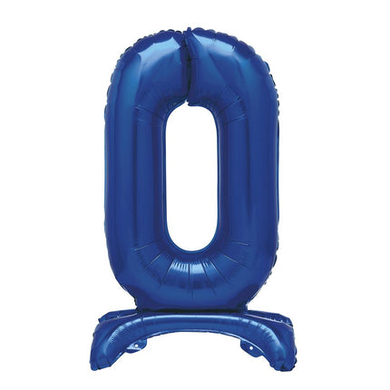 Palloncino Numero Blu 0 Anno Con Standard 76cm