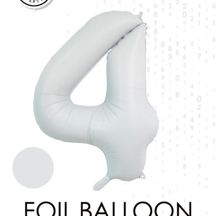 Palloncino bianco a forma di figura 4 anni lucido 86 cm