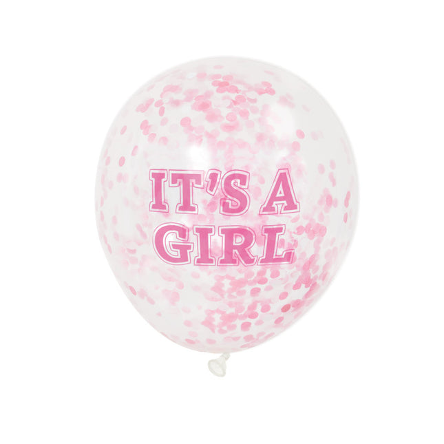 Palloncini con coriandoli It's A Girl Rosa 30cm 6 pezzi