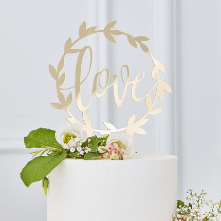 Cake topper dorato Love 20cm