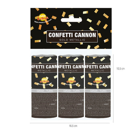 Cannone Conffeti Oro 10,5 cm 3 pezzi