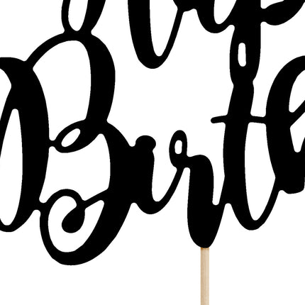 Cake topper Buon compleanno nero 22,5 cm