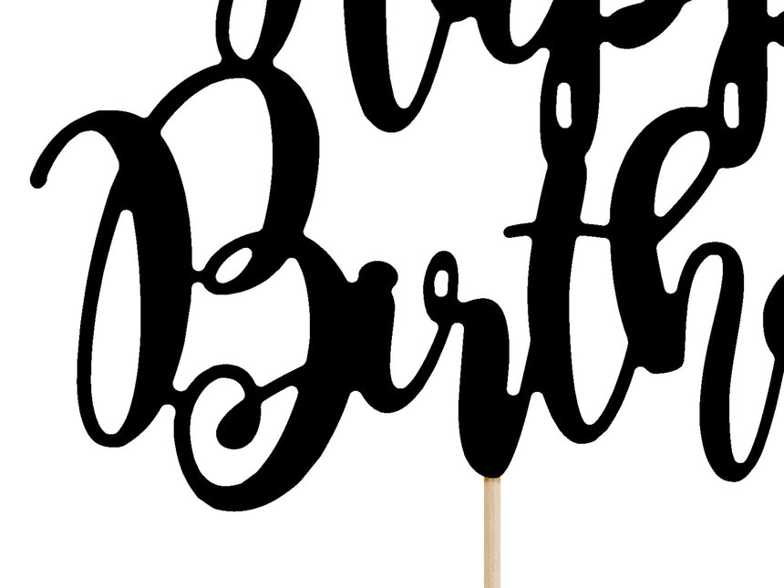 Cake topper Buon compleanno nero 22,5 cm