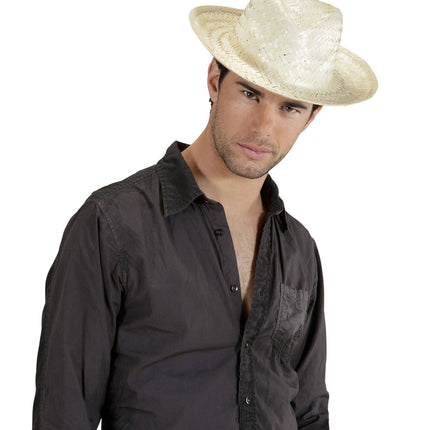 Cappello da cowboy in paglia bianca